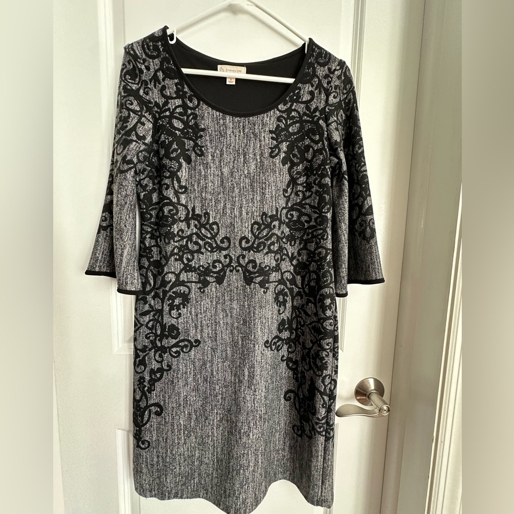 Gray and black dress